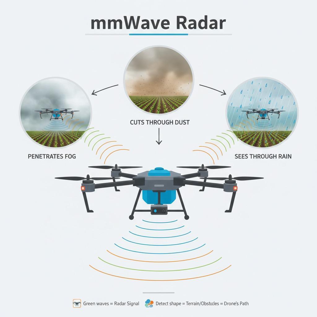 Harnessing mmWave Radar for High-Efficiency Agricultural Drones